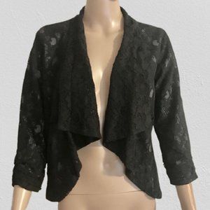 NY collection Lace Open Front Shrug Jacket Cover-up, M